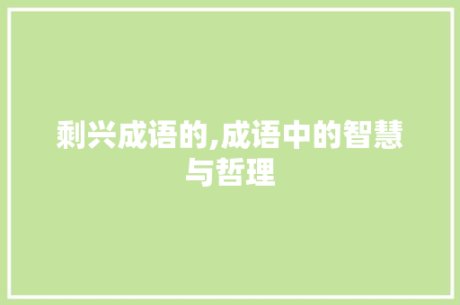 剩兴成语的,成语中的智慧与哲理