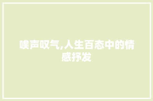 唉声叹气,人生百态中的情感抒发