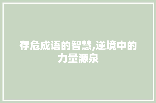 存危成语的智慧,逆境中的力量源泉