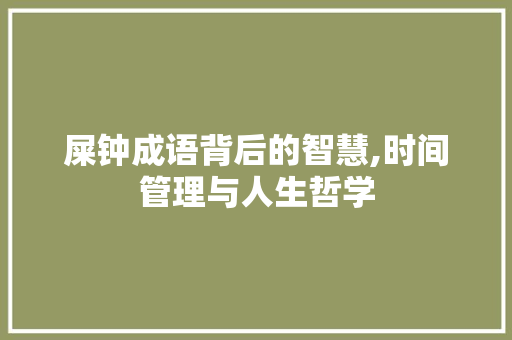 屎钟成语背后的智慧,时间管理与人生哲学