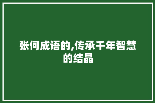 张何成语的,传承千年智慧的结晶 汉字拼音