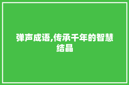 弹声成语,传承千年的智慧结晶