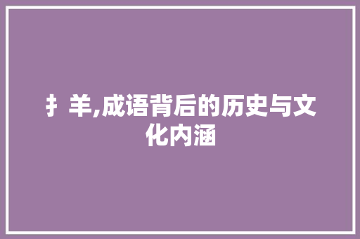 扌羊,成语背后的历史与文化内涵