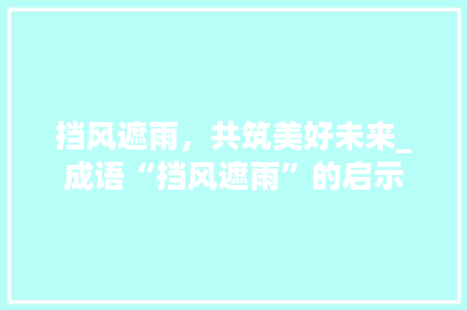 挡风遮雨，共筑美好未来_成语“挡风遮雨”的启示