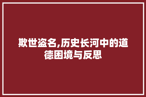 欺世盗名,历史长河中的道德困境与反思
