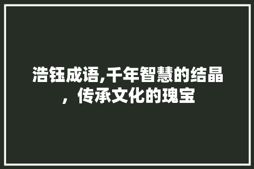 浩钰成语,千年智慧的结晶，传承文化的瑰宝