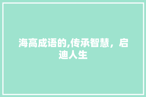海高成语的,传承智慧，启迪人生
