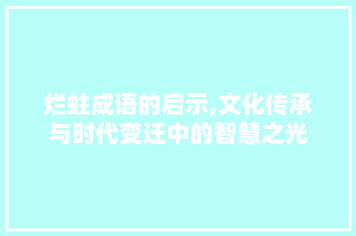 烂蛀成语的启示,文化传承与时代变迁中的智慧之光