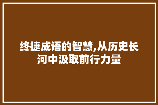 终捷成语的智慧,从历史长河中汲取前行力量