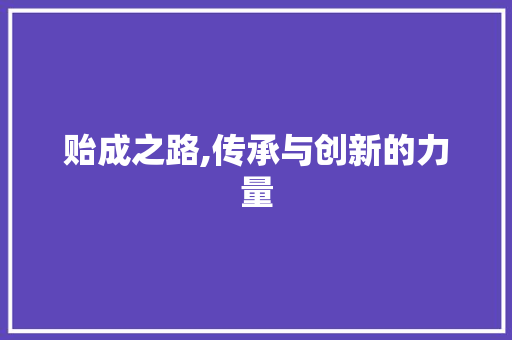 贻成之路,传承与创新的力量