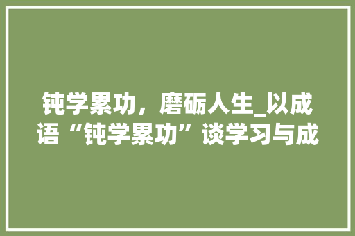 钝学累功，磨砺人生_以成语“钝学累功”谈学习与成长