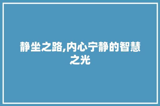 静坐之路,内心宁静的智慧之光