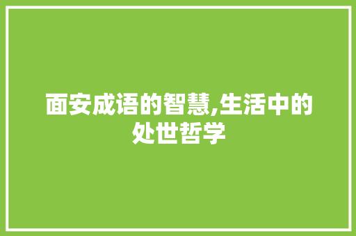 面安成语的智慧,生活中的处世哲学