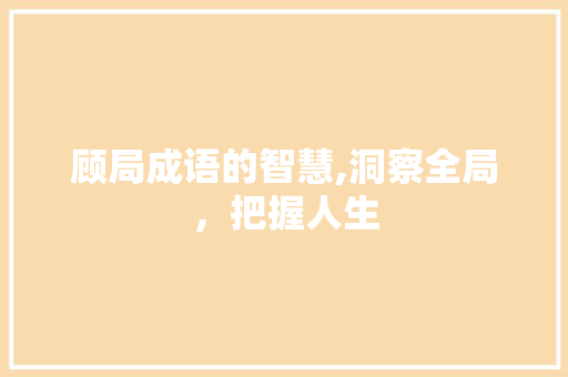 顾局成语的智慧,洞察全局，把握人生
