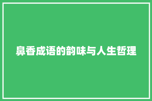 鼻香成语的韵味与人生哲理