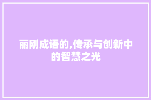 丽刚成语的,传承与创新中的智慧之光