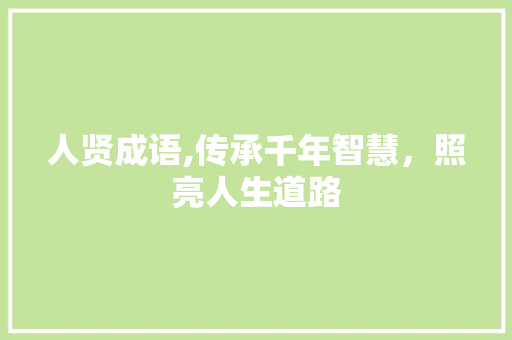 人贤成语,传承千年智慧，照亮人生道路 近义词汇
