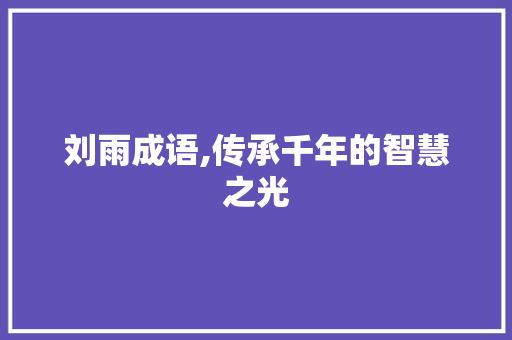 刘雨成语,传承千年的智慧之光