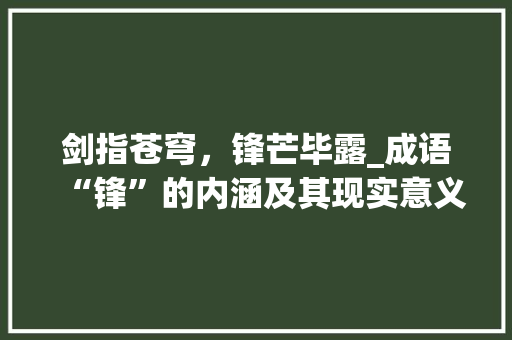 剑指苍穹，锋芒毕露_成语“锋”的内涵及其现实意义 问答