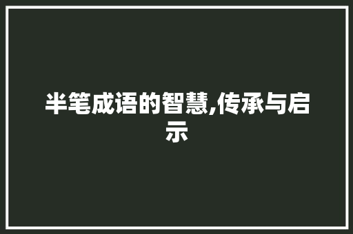 半笔成语的智慧,传承与启示