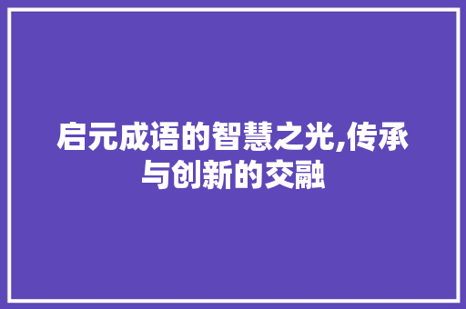 启元成语的智慧之光,传承与创新的交融