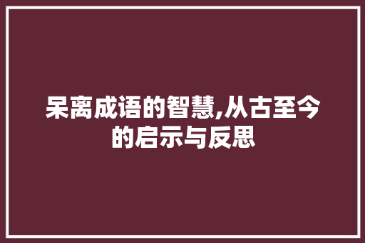 呆离成语的智慧,从古至今的启示与反思