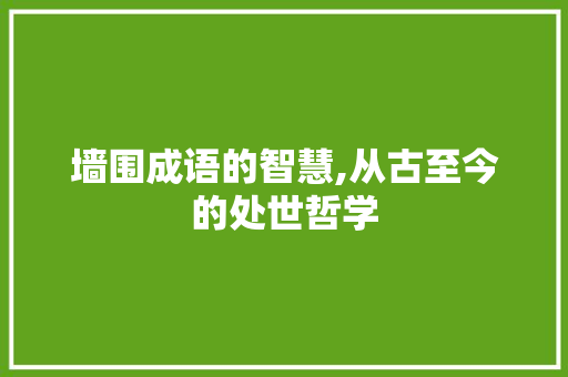 墙围成语的智慧,从古至今的处世哲学