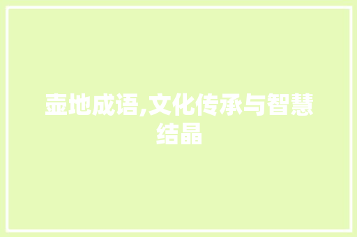 壶地成语,文化传承与智慧结晶