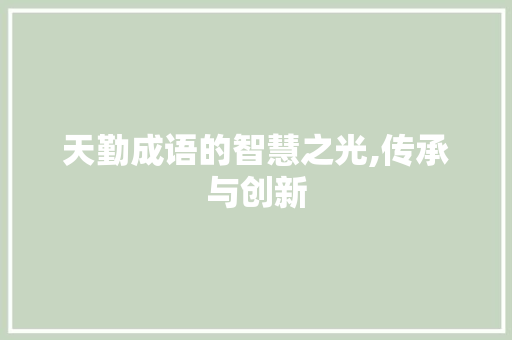 天勤成语的智慧之光,传承与创新