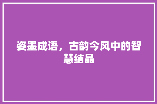 姿墨成语，古韵今风中的智慧结晶