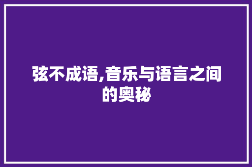 弦不成语,音乐与语言之间的奥秘