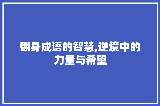 翻身成语的智慧,逆境中的力量与希望
