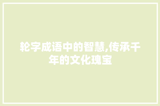 轮字成语中的智慧,传承千年的文化瑰宝 英语单词