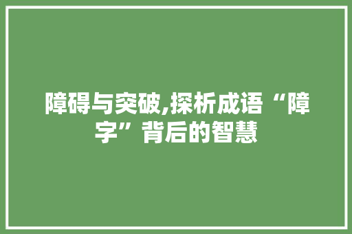 障碍与突破,探析成语“障字”背后的智慧