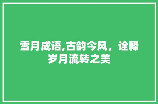 雪月成语,古韵今风，诠释岁月流转之美