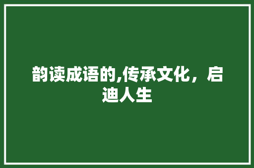 韵读成语的,传承文化，启迪人生