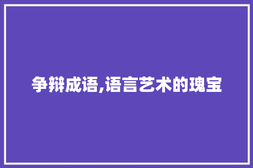 争辩成语,语言艺术的瑰宝