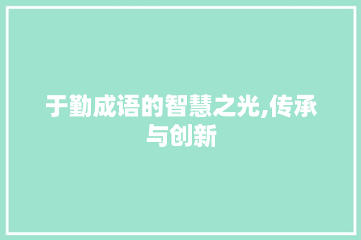 于勤成语的智慧之光,传承与创新