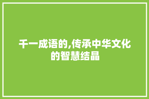 千一成语的,传承中华文化的智慧结晶