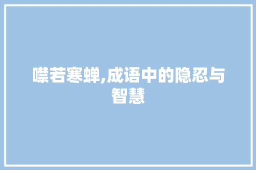 噤若寒蝉,成语中的隐忍与智慧