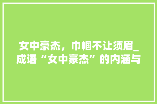 女中豪杰，巾帼不让须眉_成语“女中豪杰”的内涵与价值