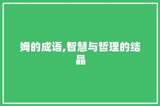 姆的成语,智慧与哲理的结晶