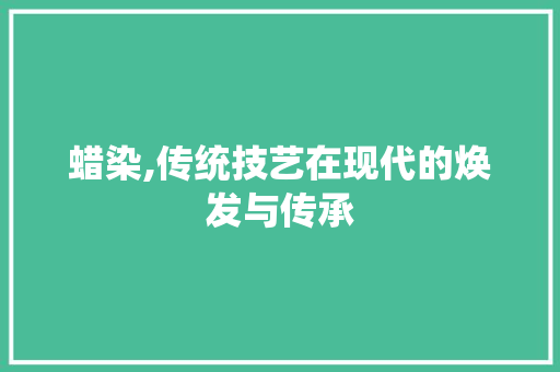 蜡染,传统技艺在现代的焕发与传承