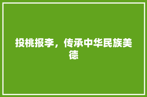 投桃报李，传承中华民族美德