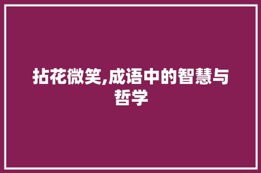 拈花微笑,成语中的智慧与哲学