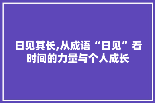 日见其长,从成语“日见”看时间的力量与个人成长
