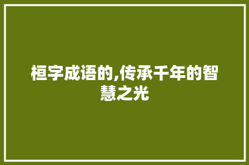 桓字成语的,传承千年的智慧之光