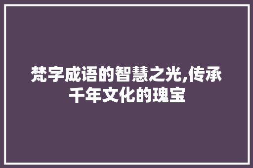 梵字成语的智慧之光,传承千年文化的瑰宝