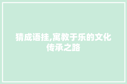 猜成语挂,寓教于乐的文化传承之路