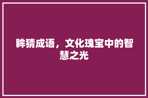 眸猜成语，文化瑰宝中的智慧之光 诗词佳句